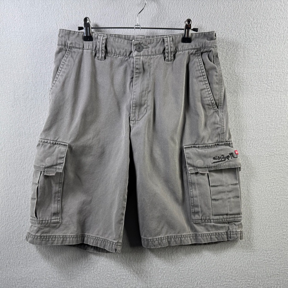 Quiksilver Shorts Mens 29 Gray Cargo Surf Skate Y2K‎ Cotton